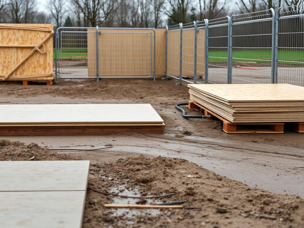 Køreplader og byggepladsindhegning